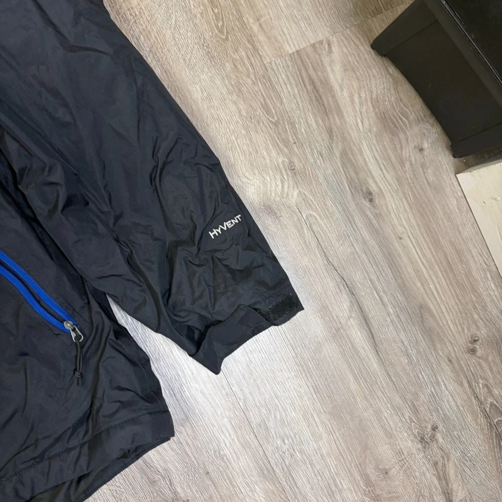 The North Face Mens Shell Jacket Medium HyVent Black Full Zip Hooded Windbreaker